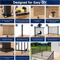Pulverbeschichtetes schwarzes Aluminium-Treppengeländer, wetterfestes Metall-Baluster-Set für Veranda- und Terrassentreppen-Sicherheitsgeländer