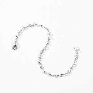 Bracelet en argent sterling S925 avec symbole infini, chaîne en argent simple pour femmes, bijoux simples et classiques, version en cuivre personnalisable - Product Image 4