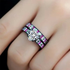 Anillo de Pareja con Diseño de Corazón en Contraste de Color, Joyería de Moda para Mujer y Hombre - Product Image 4