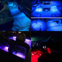 Lumières décoratives intérieures automobiles, lumière de pied de voiture, lampe d'ambiance à 48 LED, commande à distance/vocale/APP