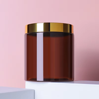 Emballage cosmétique alimentaire de luxe 250 300 500 600 800 1000 1200ml Pot en plastique PET ambré noir pour crème cosmétique avec couvercle doré