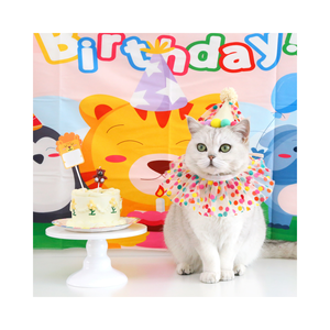 Adorable animal joyeux anniversaire lettre Bandanas chien bavoir et chapeau ensemble accessoires d'anniversaire pour animaux de compagnie - Product Image 2
