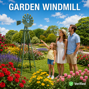 Moulin à vent <span class=keywords><strong>de</strong></span> jardin extérieur en acier vert à 4 pieds, ornement paysager pour pelouse, patio et décoration <span class=keywords><strong>de</strong></span> jardin - Product Image 5