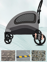 Poussette pliable pour animaux de compagnie, chariot à 4 roues pour chiens et chats, chariot de voyage respirant