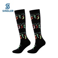 Chaussettes de compression de Noël pour le sport et la course, manchon de compression graduée pour mollets, hauteur genou, chaussettes de fêtes
