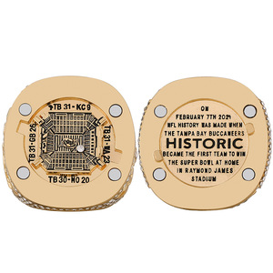 Anello del Campionato 2020 dei Tampa Bay Buccaneers, in Lega con Cristalli, Placcato Oro e Design Geometrico alla Moda - Product Image 4