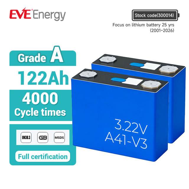 EVE A41-V3 122Ah 3.2V Electric Vehicle Home Energy Storage Battery Fast Charge Lifepo4 Battery