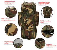 TMH Sac à dos tactique portable d'extérieur 65L de haute qualité avec cadre interne Style tendance pour la randonnée et l'agrandissement du sac à dos