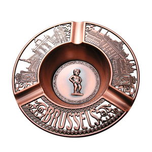 Custom Antique <b>Ashtray</b>, Round Embossed Tin for Rustic Decoration - Product Image 5