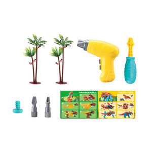 Ensemble de jouets d'assemblage de dinosaures STEM avec tournevis électrique manuel, 4 modèles, accessoires de scène, seau de rangement, cadeau pour enfants pour développer la motricité fine - Product Image 4