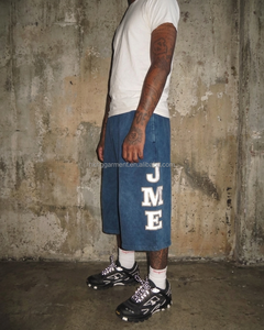 HG Heavyweight French Terry Long Jogger Shorts Pants Custom Color Block Design Men <b>Elastic</b> Waist Baggy Wide Leg Sweat Shorts - Product Image 2
