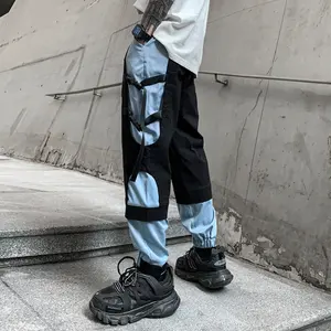 LAYENNE Workwear Trousersstacked skinny cargo pants men blue black multiple pockets tapered mens cargo pants hiphop