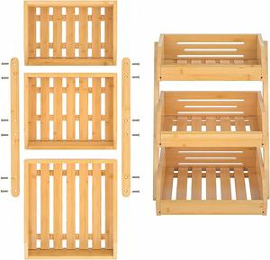 <b>Large</b> Bamboo 3-Tier Multifunction Storage Rack Non-Folding Standing Tray for Kitchen Countertop Fruit and Vegetable Holder - Product Image 5