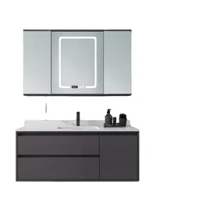 新设计胶合板粒状浴室柜和带发光二极管镜子的梳妆台