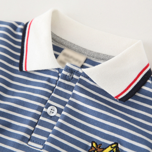Camisetas Polo para Niños al por Mayor de Fábrica, Camisetas de Manga Corta con Cuello Redondo y Rayas para Bebés, Ropa de Verano Transpirable de Algodón para Niños - Product Image 6