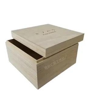 Handmade Custom Paulownia Wood Gift Box Rectangle Shape Natural Wood Material Factory Wholesale for Packing Crafts