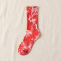 Chaussettes mi-mollet en coton tricoté à côtes verticales avec logo imprimé personnalisé, effet tie-dye dégradé, pour le streetwear, le skate et la mode hip-hop