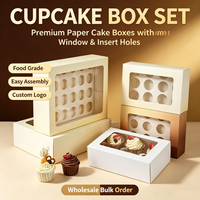 Boîte à desserts individuels 3oz, plateau de présentation pour gobelets, emballage en carton pour pâtisserie, lot de 12 avec couvercle en plastique