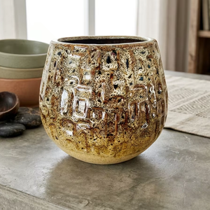 <span class=keywords><strong>Maceta</strong></span> de Cerámica Retro Marrón de 14.9cm con Esmalte Reactivo, Diseño Único en Relieve, para Suculentas, Decoración de Jardín, Venta al Por Mayor - Product Image 1