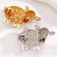 Broche Rétro Animal Mouton en Alliage avec Strass Colorés et Perles, Épingle Chèvre, Accessoire de Costume Léger et Luxueux