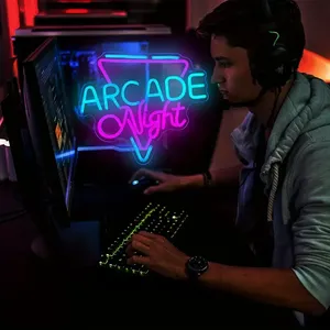 カスタムUSB電源1pcアーケードナイトネオンサイン大型LED壁の装飾ゲームルーム男の洞窟寝室ホームヴィンテージスタイル調整可能 - Product Image 6