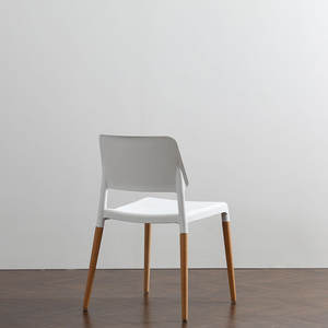 Modern Minimalist <b>Dining</b> <b>Chair</b> <b>White</b> <b>Plastic</b> Wood Legs Stable Design For Home Office Restaurant Use - Product Image 3