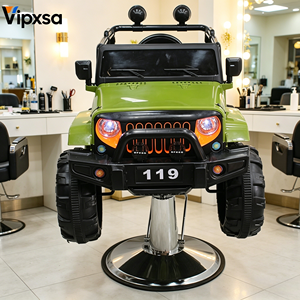 Silla de Barberí<span class=keywords><strong>a</strong></span> Infantil con Forma de Jeep Verde, Silla de Peluquerí<span class=keywords><strong>a</strong></span> Hidráulica Ajustable para Niños, Silla de Estilismo Resistente Estilo Todoterreno para Niños - Product Image 1
