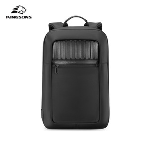 Kingsons Laptop <b>Backpack</b> 20-35L Large Capacity Business Travel Unisex <b>Black</b> Solid Color Shoulder Straps - Product Image 3