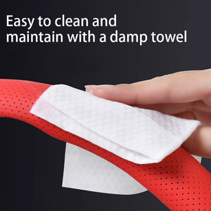 Venta caliente Universal antideslizante absorbente de sudor diseño de boca plana Nappa cuero coche manija rueda cubierta coche <span class=keywords><strong>volante</strong></span> cubierta - Product Image 4