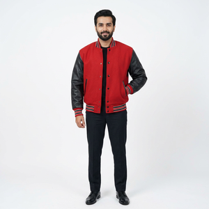 High Quality Custom Baseball <b>Jacket</b> <b>Long</b> Sleeve Men <b>Leather</b> Varsity <b>Jacket</b> - Product Image 1
