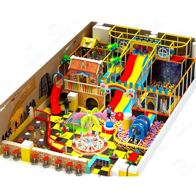 Children Naughty Castle amusement park ride soft play ball pit slide indoor playground equipment