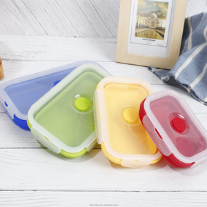 Máy rửa chén an toàn Silicone ráp Bát <span class=keywords><strong>Stackable</strong></span> Hộp Ăn Trưa vuông Silicone ráp container lưu trữ thực phẩm với nắp - Product Image 2