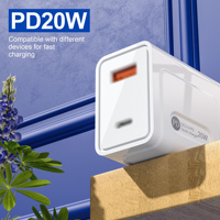 Cargador de Pared Eléctrico con Enchufe EU/US/UK, Doble USB Tipo-C PD 12W/20W de Carga Rápida para Laptop y Cámara 15/14 Pro