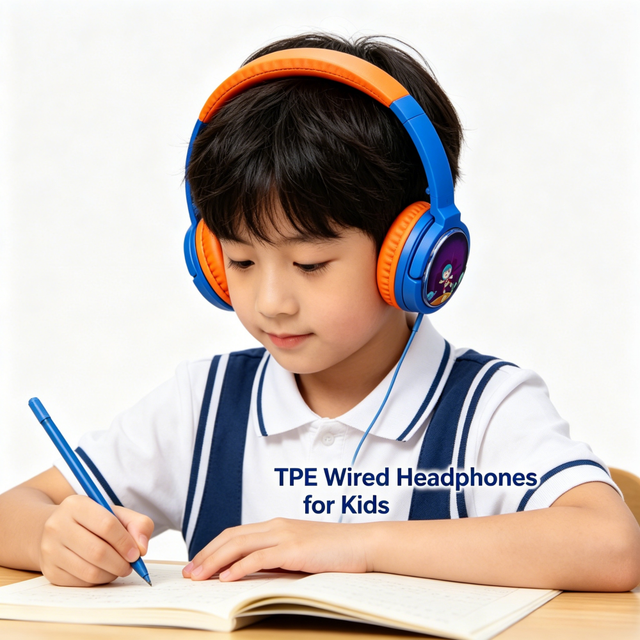 2026 New Kids Wired Headphones 450mAh 40mm Driver TPE AAC Over Ear Portable