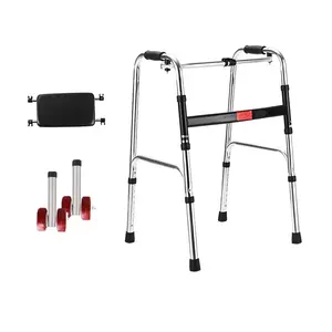 High Quality Wheel Frame Walker Aluminum Alloy Hospital One-button Folding Walker With Wheels