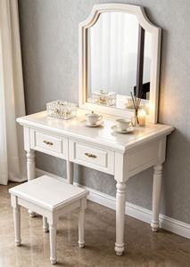 Premium Solid Wood <b>Dressing</b> <b>Table</b> Set with <b>Mirror</b> & Stool, 2 Drawers Storage White <b>Vanity</b> Desk for Bedroom Home Furniture <b>Table</b> - Product Image 6