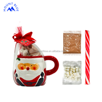 Ensemble cadeau de tasses en céramique de Noël du Père Noël, directement du fabricant, avec chocolat chaud, guimauves et cannes en sucre