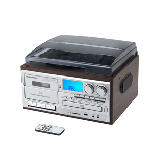 Tocadiscos de Vinilo, Gramófono Multifunción con Reproductor de CD, Casete, Radio, USB, Altavoz Integrado <span class=keywords><strong>y</strong></span> Control Remoto - Product Image 5