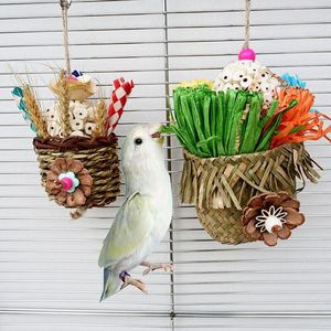 Giocattoli per Gabbie di Uccelli, Palline di Erba Naturale Intrecciata per Pappagalli, Gioco Interattivo Anti-Stress per Cocorite e Pappagallini - Product Image 1