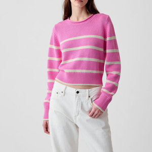 Customized Long Sleeve Oversize Loose Stripe Pullover Sweater Knitted <strong>Jumper</strong> Ladies Pullover Striped Sweater - Product Image 1