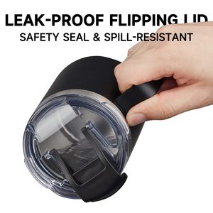 <span class=keywords><strong>Taza</strong></span> de Café de Acero Inoxidable de Doble Pared con Aislamiento al Vacío, Libre de BPA, 12 oz, con Dos Tapas y Asa, para Camping, Oficina y Uso al Aire Libre, Venta al Por Mayor - Product Image 4