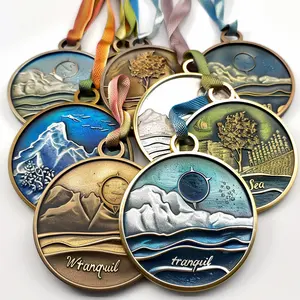 Großhandel individualisierte Goldmedaille Medaillon Marathon Sport Fußball Münz Medaille 3D-Design einfarbig Metall Karting Cheerleader-Medaille