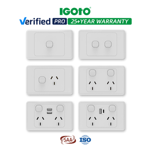 Plaque électrique à intensité variable IGOTO, étanche, intérieure/extérieure, en plastique, fabricant d'éclairage domestique, interrupteur mural, prise, prises - Product Image 1