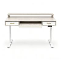 Bureau debout électrique pliable moderne avec plateau en bois, tiroirs de rangement, hauteur réglable, poste de travail motorisé pour ordinateur de bureau