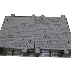 LANWEI LWJRC12 연성철 맨홀 뚜껑 EN124 표준 이중 밀봉 매립형 검정 역청 도색 사각/원형 도로용 잠금장치 - Product Image 1