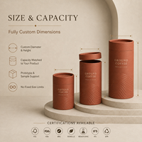 Empaque de Tubo de Papel de Grado Alimenticio Personalizado, Caja Cilíndrica de Kraft OEM para Café, Té y Alimentos Secos, Certificación FSC y BRC