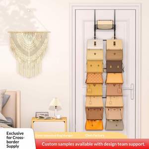 Over Door Wallet Organizer Wall Mounted 16 Hooks Metal <b>Basket</b> for Bag/Purse <b>Storage</b> Rack Modern Simplicity Style More 8 Layers - Product Image 2
