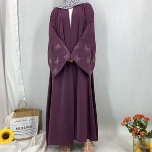 Dubai 2025 New Arrival Bow Abaya Robe Made in Solid Color Nida Material with Silver Diamond Cuff for Muslim Women 1416# - Product Image 4