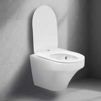 WC suspendu moderne sans bride avec réservoir encastré, cuvette flottante, design minimaliste gain de place pour salle de bain