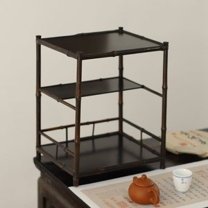 Bamboo <b>Tea</b> Display Rack Square <b>Standing</b> Storage Holder For Home Living Room Use - Product Image 1